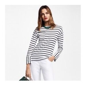 Brooks Brothers Striped Cotton Blue White Jersey Top Small Preppy Beach